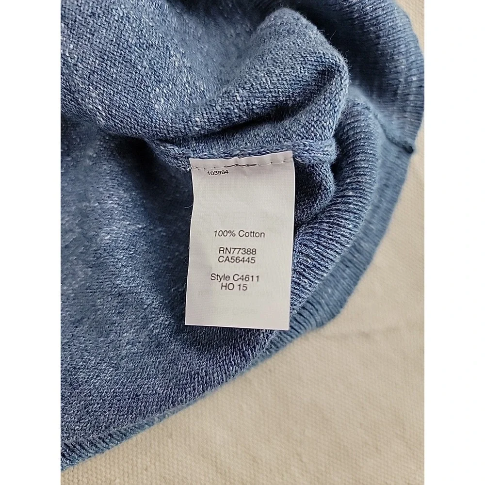 J.Crew V-Neck Sweater Mens XL Blue Marl Cotton C4611 Lightweight Ribbed Knit